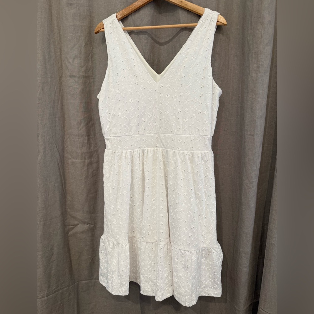 LOFT Cute White Double V-Neck Flounce Sundress - Picture 3 of 12